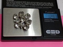 Fabulous Vintage Clear Glass Unique Brooch 9 Foilback Cabachons 1.5in