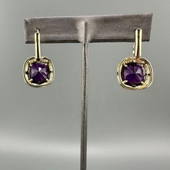 Vintage Rhinestone Earrings Lot Leverback Wingback Purple Red Silver Gold Tone