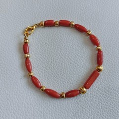 Natural Coral Gemstone Bracelet Coral Bead Bracelet Red Coral Handmade Bracelet