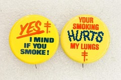 Vintage Pinback Buttons American Lung Association Health Yes I Mind If You Smoke