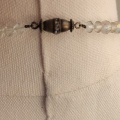 Vintage Clear Crystal Beaded Necklace Round Faceted Beads Barrel Clasp