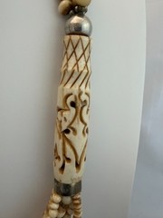 Vintage Hand Carved Organic Bovine Bone Tribal Statement Necklace Elephants