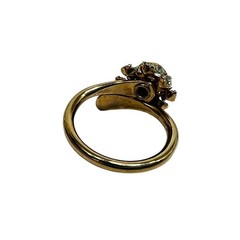 Vintage Cocktail Ring Blue & Clear Rhinestone Gems Gold Tone Bypass Band sz 5.5