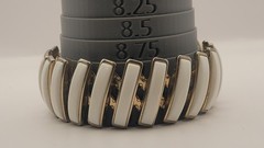 Vintage White Lucite Accordian Metal Stretch Bracelet READ
