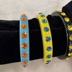 Vintage Juicy Couture Resin Bangle Bracelets With Rhinestones Lot Of 3