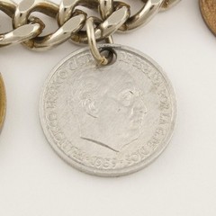 Vintage World Traveler Foreign Coin Charm Bracelet Mid-Century 1950s to 1960s