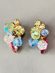 Vintage Verified JULIANA D&E Pastel Glass Beads Bracelet Brooch Earring Set