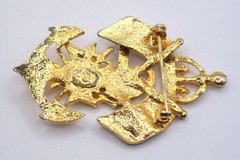 Premier Designs Goldtone Anchor Crown Fleur De Lis Crest Flags Pin Brooch