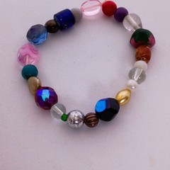 Handcrafted Multi-Color Mix of Crystal, Glass, and Gemstone Beaded Bracelet