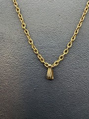Minimalist Pendant Holder Necklace 24-Inch Chain Gold Textured Vintage Classic