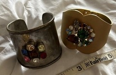 Vintage Huge Juliana? Clamper Cuff Prong Set Stones Bracelet 3” Wide Estate