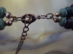 GREEN BROWN BLACK & SILVER TONE BEADS 2 STRANDS NECKLACE #23/5A