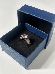 Vintage Pink Cubic Zirconia Ring Gold Plated Womens Size 5
