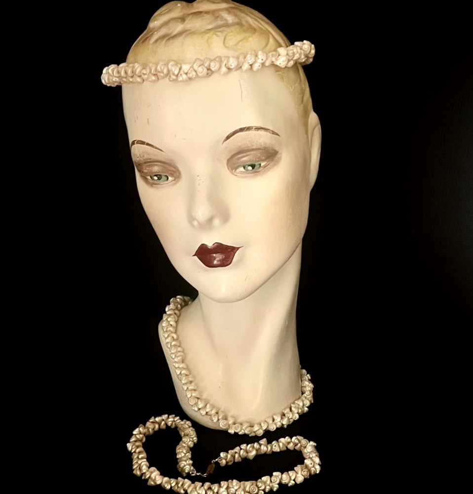 Vintage Iridescent Aboriginal Trochus Shell Necklace, Headpiece or Bracelet