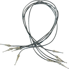 Silver and Black Corded Bolo Tie Strings with Decorative Tips – 36″ – LOT of 5