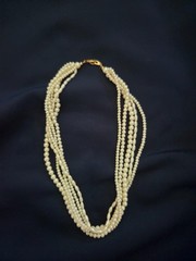 Vintage Avon Signed 6 Strand Faux Pearl Necklace Layered Multi Strand 16″ Clasp