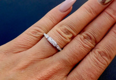 1/3CTW White Round Moissanite Art Deco Antique Wedding 14K White Gold Band Ring
