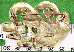 VTG AJC Brooch Pin Queen of Hearts Royal Flush Chips Dice Goldtone Enamel &Bonus