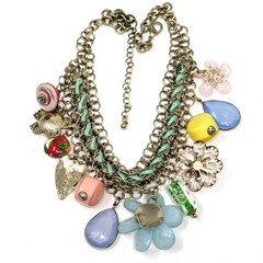 Multicolor Statement Necklace Layered Boho Bib Charm Flowers Eclectic Colorful
