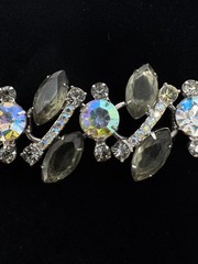 Vtg Juliana D&E Smoky Gray Aurora Borealis AB Rhinestone Silver Tone Bracelet