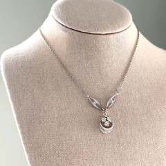 Vintage Sorrento Designer Signed 925 Sterling Silver Clear Crystal Drop Necklace