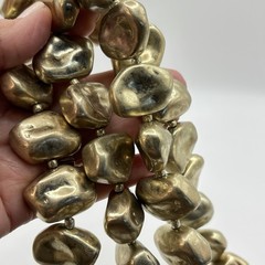 Vtg Chico’s Necklace Faux Gold Nuggets 38” Long Chunky Heavy