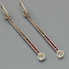 2.25Ct Art Deco Style Lab Created Diamond & Ruby Engagement 14K Gold FN Earrings