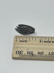 Vintage Sterling Silver 925 Marcasite Earrings SD Hallmark Abstract Leaf Studs