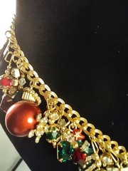 Lunch at the Ritz Christmas Tree Wreath Candy Cane Red Green Gold Blue Necklace