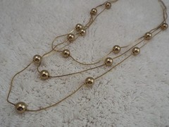 Goldtone Bead Multi Chain Necklace (K37)