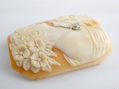 Antique Art Nouveau Shell Loose Cameo Habille Old Mine Diamond 45mm x 33mm Size