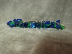 Vintage 1950’s Colt Stone Blue Green Plastic Cubes Brass Chain Bracelet