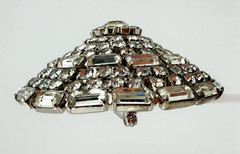 Juliana Large Clear Colorless Round Domed Brooch Round & Baguette Rhinestones