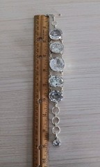 Sterling Silver Large Faceted Clear Crystal Round Link Bracelet Heavy 6 3/4″-8″