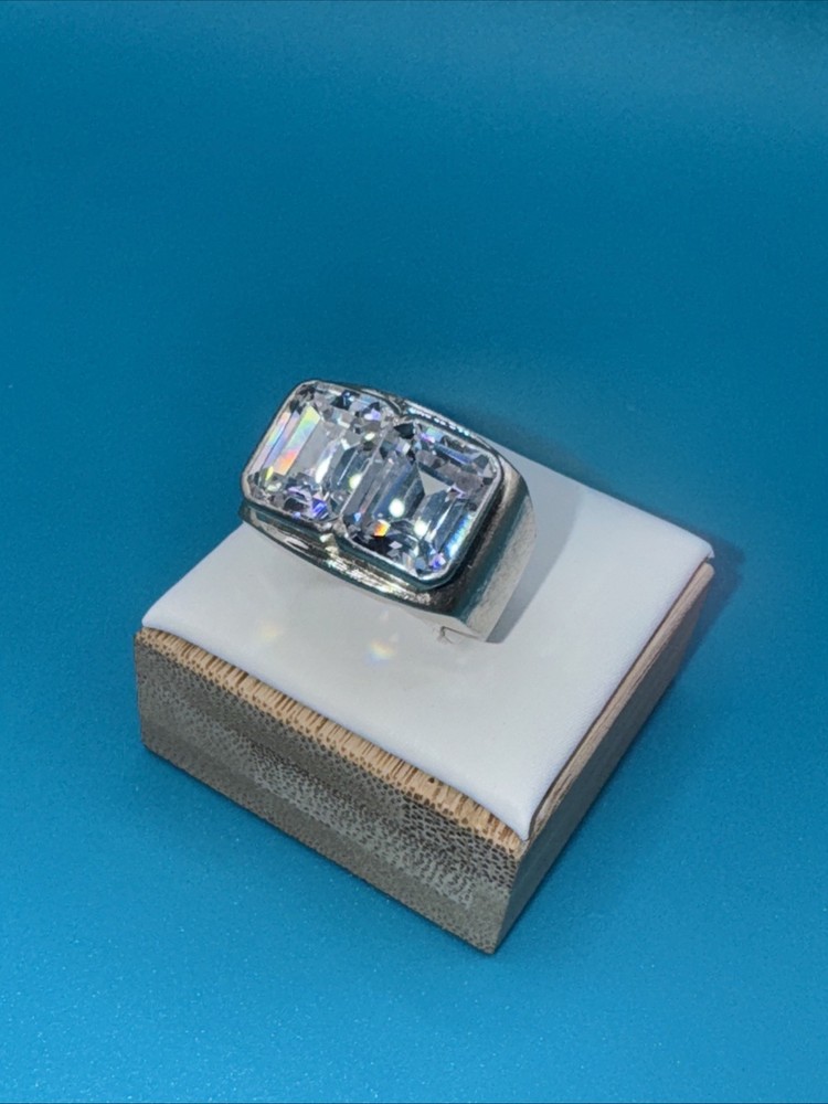 White Tourmaline Men’s Vintage Sterling Silver 0.925 Sz 7