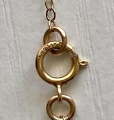 14k Yellow Gold Filled Quartz Pendant Chain Necklace Y Drop 15in plus 4in Drop