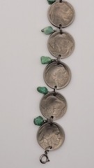 VINTAGE BUFFALO NICKEL AND TURQUOISE BRACELET WITH TURQUOISE EARRINGS