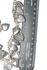 Signed PAJ 925 repousse multiple heart charms necklace 58 grams 24 inches long
