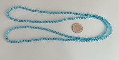 VTG 40” Single Strand Tiny Turquoise Crystal Beaded Slip On Necklace No Clasp