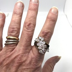 Vintage 925 Sterling Silver & Cubic Zirconia Waterfall Design Ring varied sizes