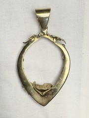 Vintage 1970-80s Heavy Gold Tone Ornate Oval Pendant Victorian Style, Floral