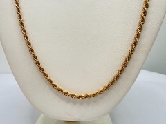 Vintage Signed Monet Necklace Gold Tone Rope Chain 24 inch Classic 1980s Estate