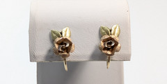 VTG Krementz Dainty Multi Tone Gold Filled Rose Screw on Earrings 1/2″ Long