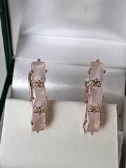 Vintage 1990-s 14 Ct Rolled Gold Pink Topaz Zircons Earrings-Hallmarked 585 RG
