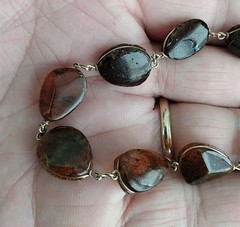 Vintage Baltic Amber Multi Color Wire Wrapped Link Bracelet 7 Inches