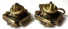 Vintage SELRO SELINI Buccaneers PIRATES. Set of 2 green & gold tone Pins. 1950s.