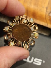 Vintage Opalescent Iridescent Rhinestones Gold Toned Brooch