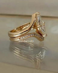 14K Yellow Gold Plated 2Ct Marquise Lab Created Diamond Wedding Bridal Ring Set