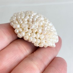 Vintage Brooch Freshwater Seed Pearl Cluster Domed Round White Silver Tone Pin