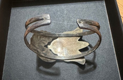 Vintage 925 Alpaca Sterling Silver Flower Leaves Cuff Bracelet 17.2 Grams